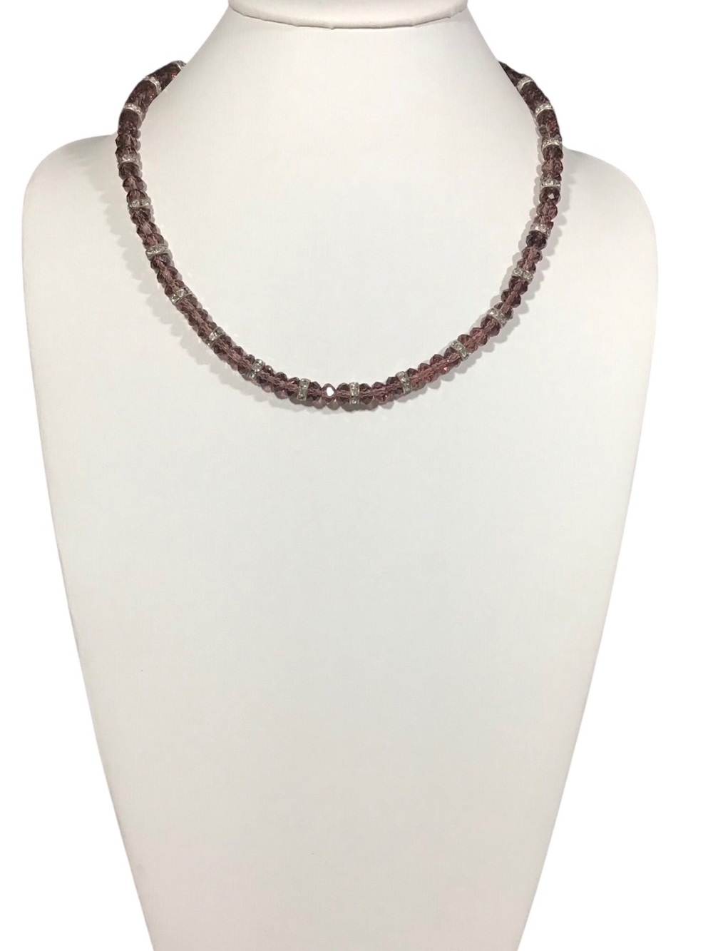 Beaded Necklace Silver Tone Light Purple Beads Fashion Jewelry